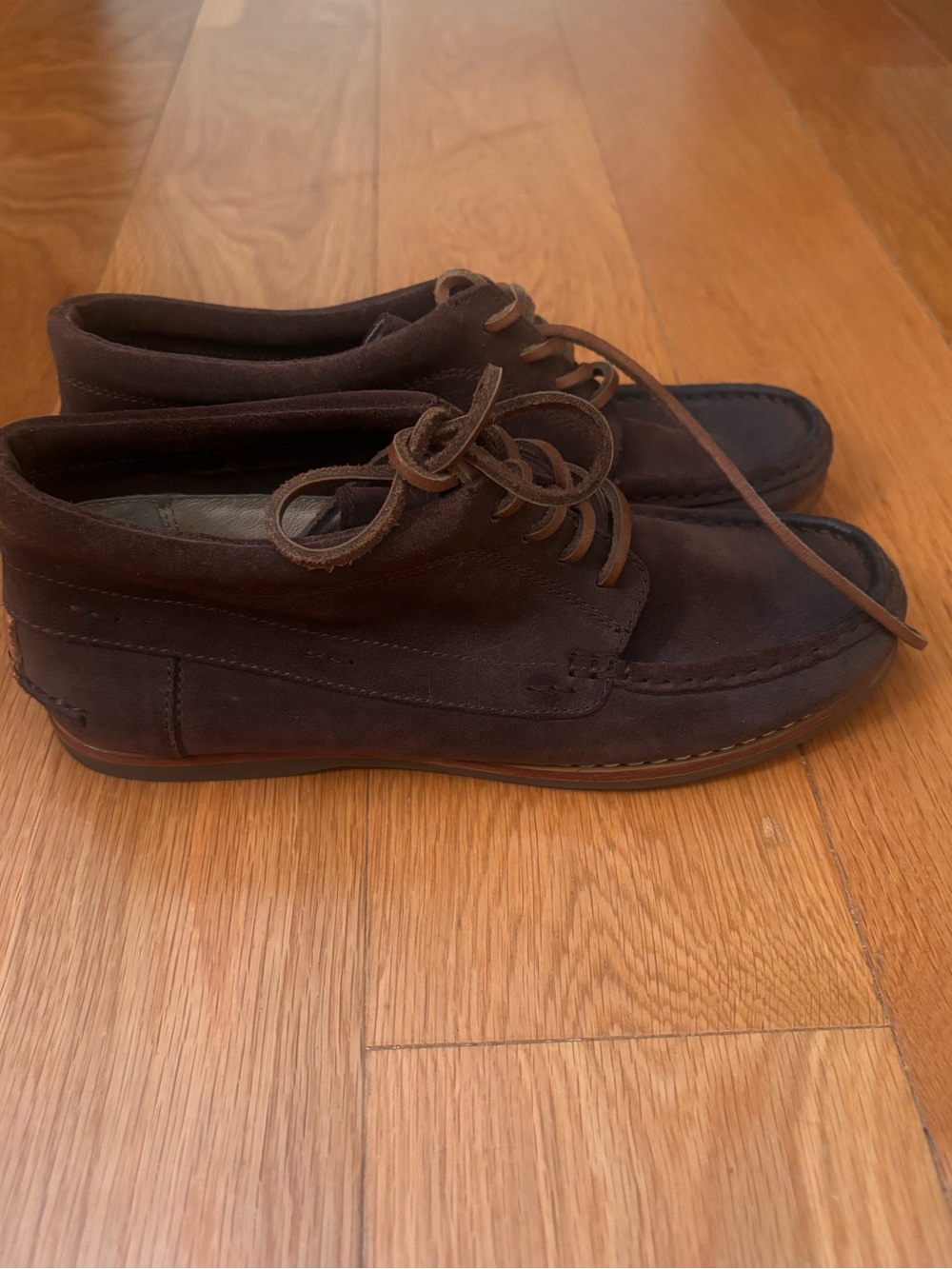 Frye Dark Brown Suede Moccasin Lace-Up Shoes Quincy Chukka